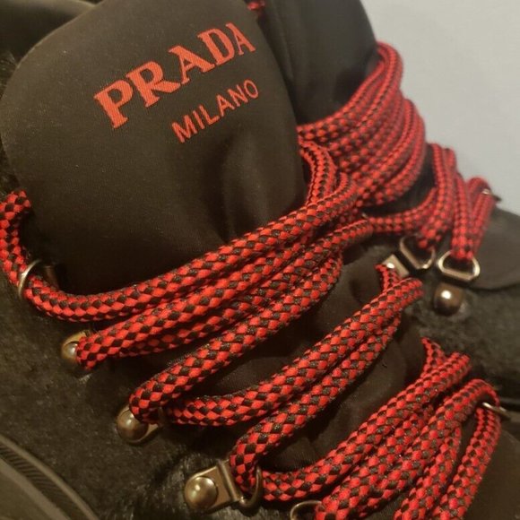 Prada calzature donna lace up pony fur boots size 36.5 - Picture 10 of 10